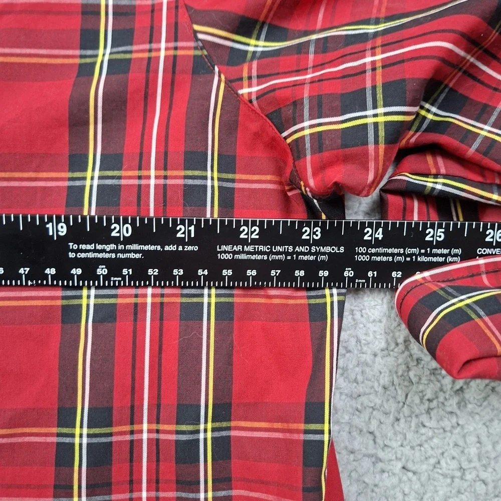 Foxcroft 18 Shaped Fit Tartan Plaid Three Button Flip Cuff top Wrinkle Free